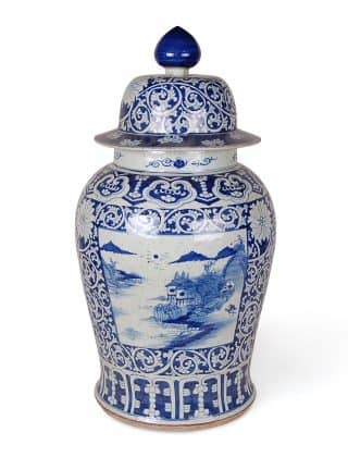 29″ Blue and White Canton Jar
