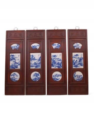49″ Blue and White Canton Plaques, set of 4