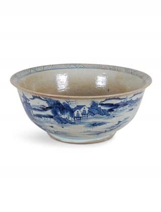 25″ Blue and White Canton Bowl