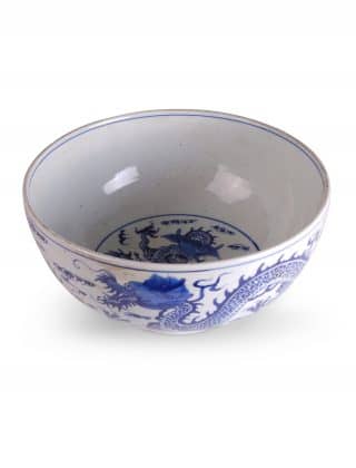 10″ Blue and White Dragon Bowl