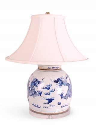 24″ Blue and White Jar Lamp