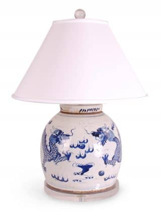 24″ Blue and White Jar Lamp