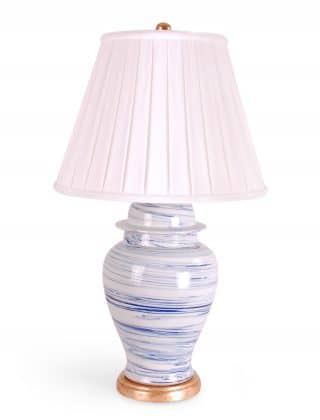 28″  Light Blue Swirl Jar Lamp