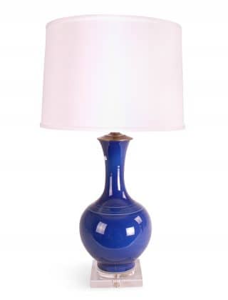 29″ Dark Blue Vase Lamp