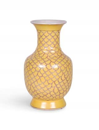 12″ Yellow Fish Scale Vase