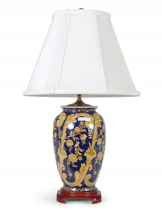 26″ Blue and Gold Vase Lamp