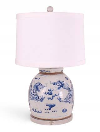 10″ Blue and White Dragon Jar Lamp