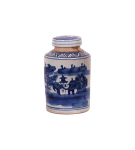 8" Blue & White Canton Tea Tin