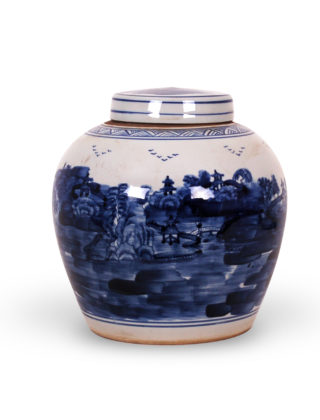 10″ Blue & White Canton Jar, Medium