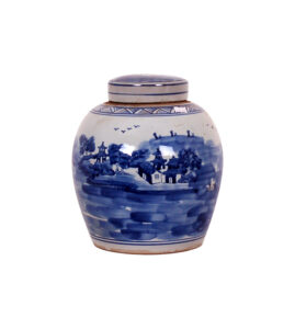 10" Blue & White Canton Jar, Medium