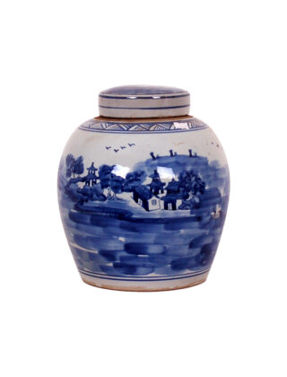 10″ Blue & White Canton Jar, Medium