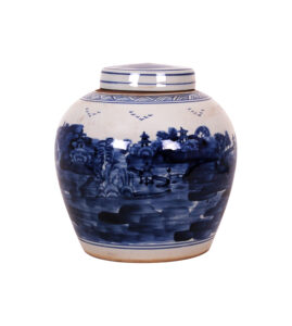 12" Blue & White Canton Jar, Medium