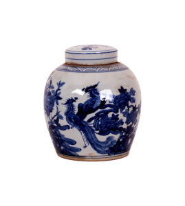 11" Blue & White Phoenix Jar