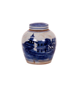 7" Blue & White Canton Jar, Small