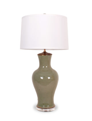 33″ Celadon Guanyin Vase Acrylic Base Lamp