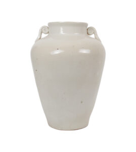 16.25" Cream Scroll Handle Vase