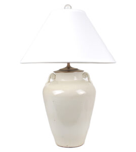 28" Scroll Handled Vase Lamp in Cream, No Base