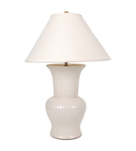 29" Fluted Ivory Beaker Vase Lamp, No Base