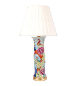 28" Tobacco Leaf Baker Vase Lamp on Gold Leaf Base