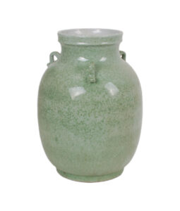 12" Mottled Green Urn with Handles