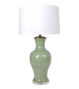 30" Mottled Green Guanyin Vase Lamp on Acrylic Base