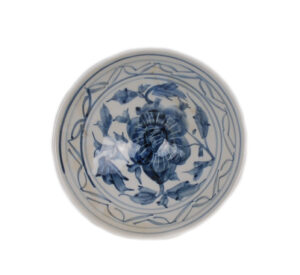7" Shallow Bowl with Blue and White Floral Design