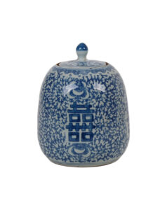 6.5" Blue and White Double Happiness Tall Gourd Mini Jar