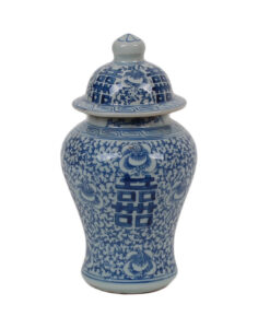 9" Blue and White Double Happiness Mini Jar