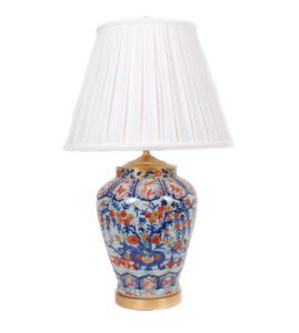 28" Imari Floral Vase Lamp on Gold Leaf Base