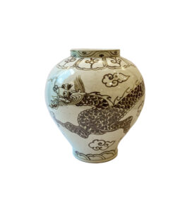 14" Iron Underglazed Dragon Jar without Lid