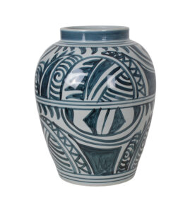 18" Blue and White Brush Jar without Lid