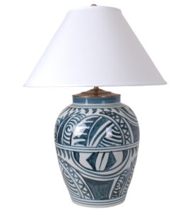 30" Blue and White Brush Jar Lamp