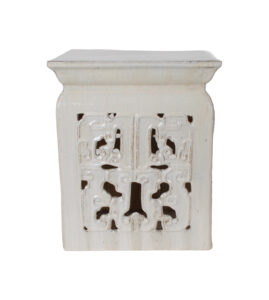 17" Antique White Square Lattice Garden Seat