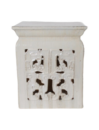 17″ Antique White Square Lattice Garden Seat