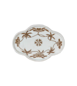 8.75" Sepia Scalloped Plate w/ Floral Vine Design